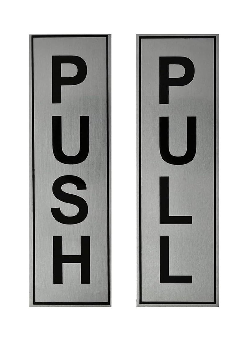 Yuwell - 2 Pair (4 Pcs) Push Pull Sign Stickers Self Adhesive Push & Pull Signage Board For Glass Wooden Doors, Office Hospital, Mall Gate Sticker Push Pull Door Sticker - Image 1
