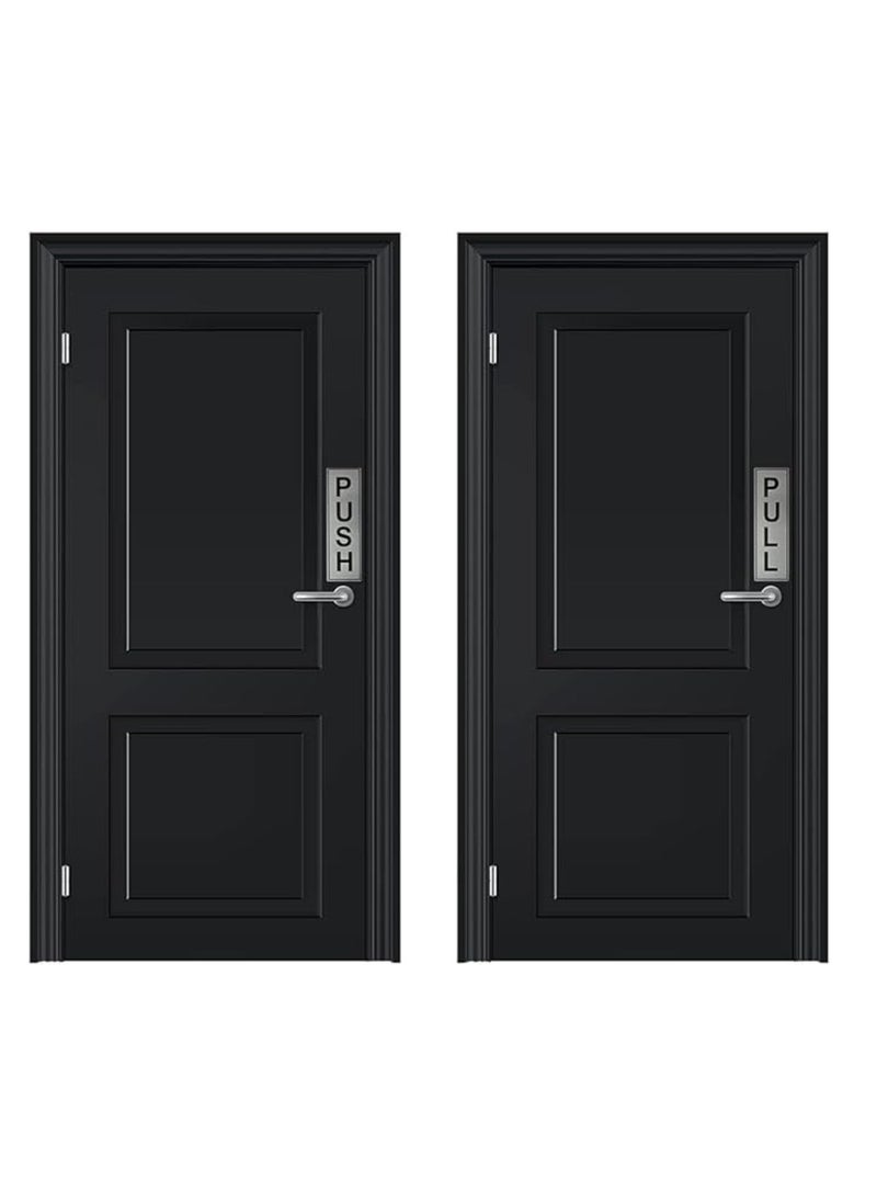 Yuwell - 2 Pair (4 Pcs) Push Pull Sign Stickers Self Adhesive Push & Pull Signage Board For Glass Wooden Doors, Office Hospital, Mall Gate Sticker Push Pull Door Sticker - Image 1
