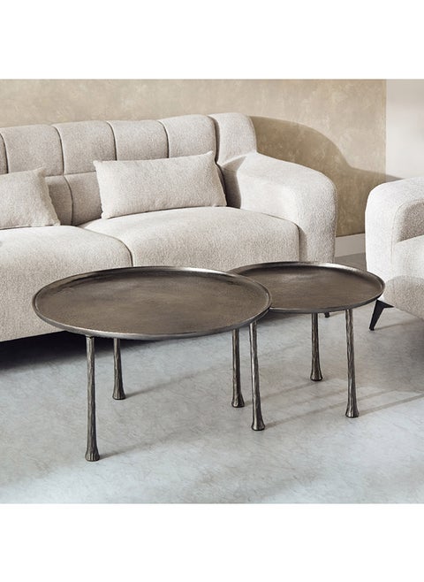 Tanner 2-Piece Cast Metal Coffee Table Set 80 x 45 x 80 cm
