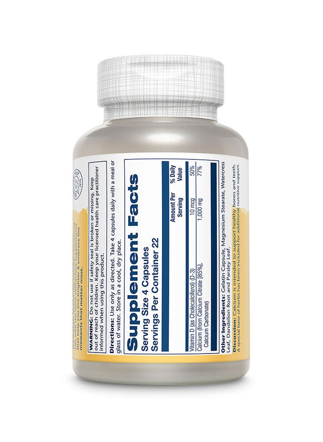 Solaray Calcium Citrate 1000 mg With Vitamin D3 90 Capsules  - Image 2