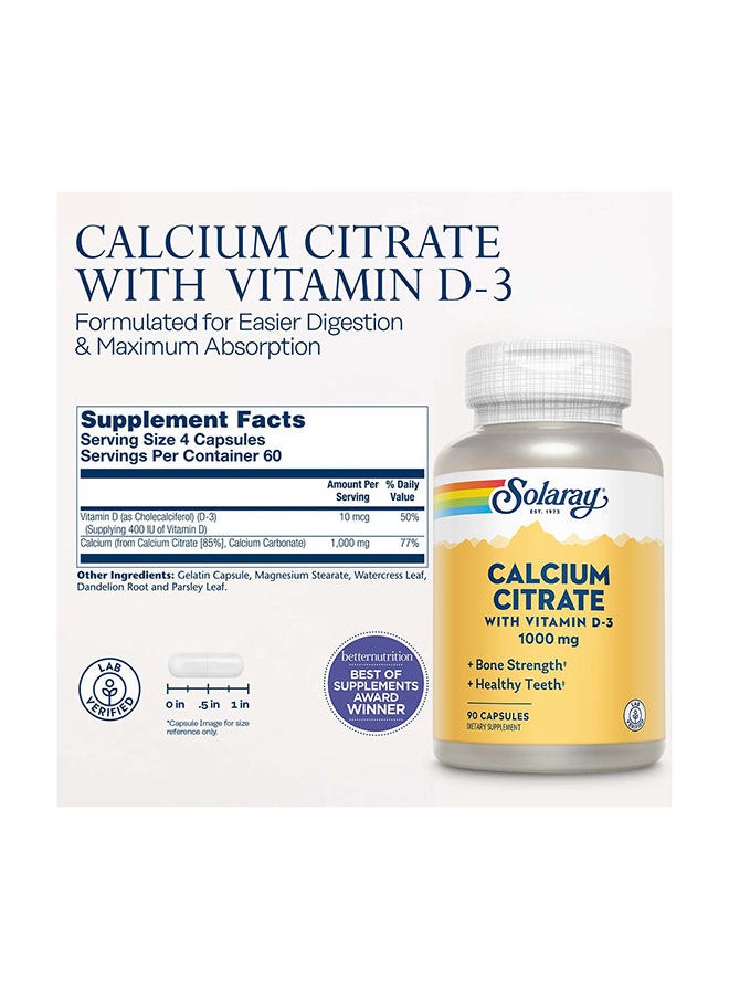 Solaray Calcium Citrate 1000 mg With Vitamin D3 90 Capsules  - Image 4