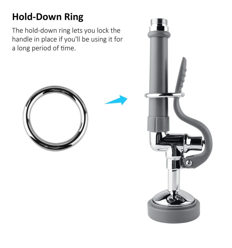 CWM Pre Rinse Sprayer Commercial Sink Sprayer Head Spray Valve,1.42GPM Restaurant Sink Dish Sprayer with Handle for Commercial Kitchen faucets,Chrome Finished (Grey) - Image 2