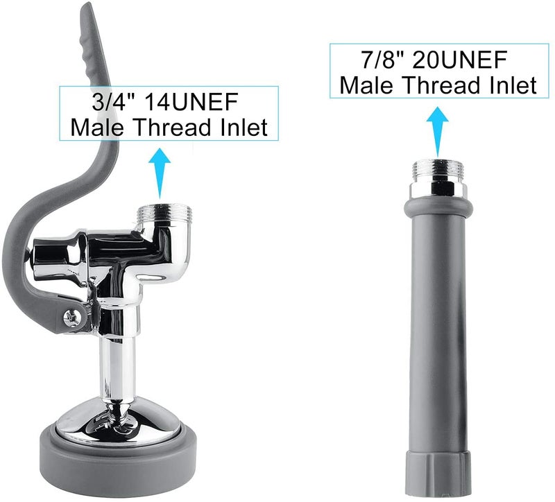 CWM Pre Rinse Sprayer Commercial Sink Sprayer Head Spray Valve,1.42GPM Restaurant Sink Dish Sprayer with Handle for Commercial Kitchen faucets,Chrome Finished (Grey) - Image 3