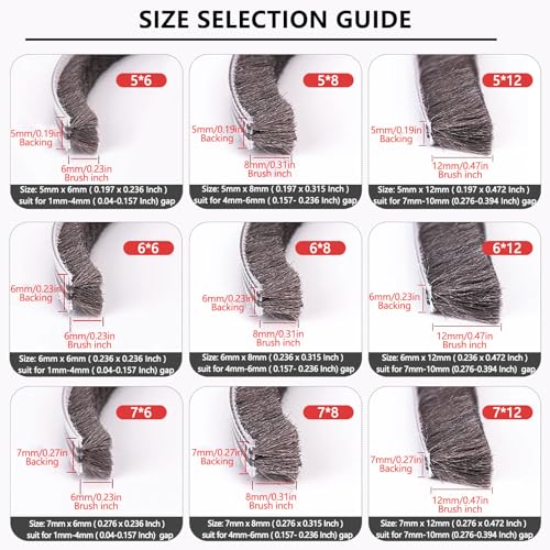 hokmly Weather Stripping Door Seal - 5m (16ft) Brush Weather Stripping,Card-Slot Seal Strip Pile Weatherstrip for Door Window (5mm x 8mm (Backing 0.197 x Brush 0.315 Inch), Gray) - Image 2