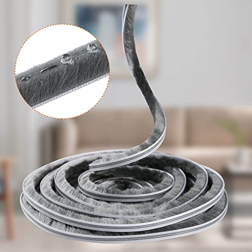 hokmly Weather Stripping Door Seal - 5m (16ft) Brush Weather Stripping,Card-Slot Seal Strip Pile Weatherstrip for Door Window (5mm x 8mm (Backing 0.197 x Brush 0.315 Inch), Gray) - Image 3