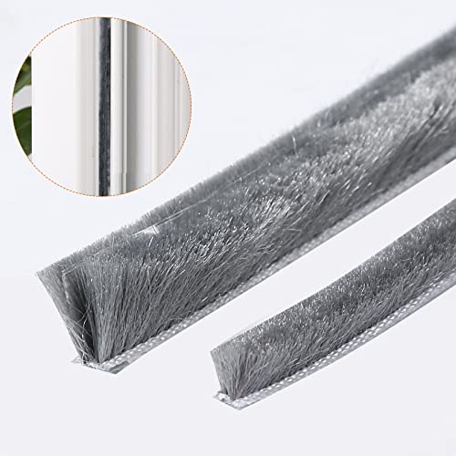 hokmly Weather Stripping Door Seal - 5m (16ft) Brush Weather Stripping,Card-Slot Seal Strip Pile Weatherstrip for Door Window (5mm x 8mm (Backing 0.197 x Brush 0.315 Inch), Gray) - Image 1