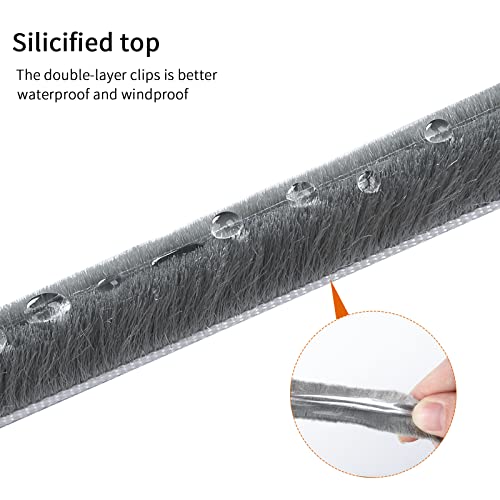 hokmly Weather Stripping Door Seal - 5m (16ft) Brush Weather Stripping,Card-Slot Seal Strip Pile Weatherstrip for Door Window (5mm x 8mm (Backing 0.197 x Brush 0.315 Inch), Gray) - Image 5