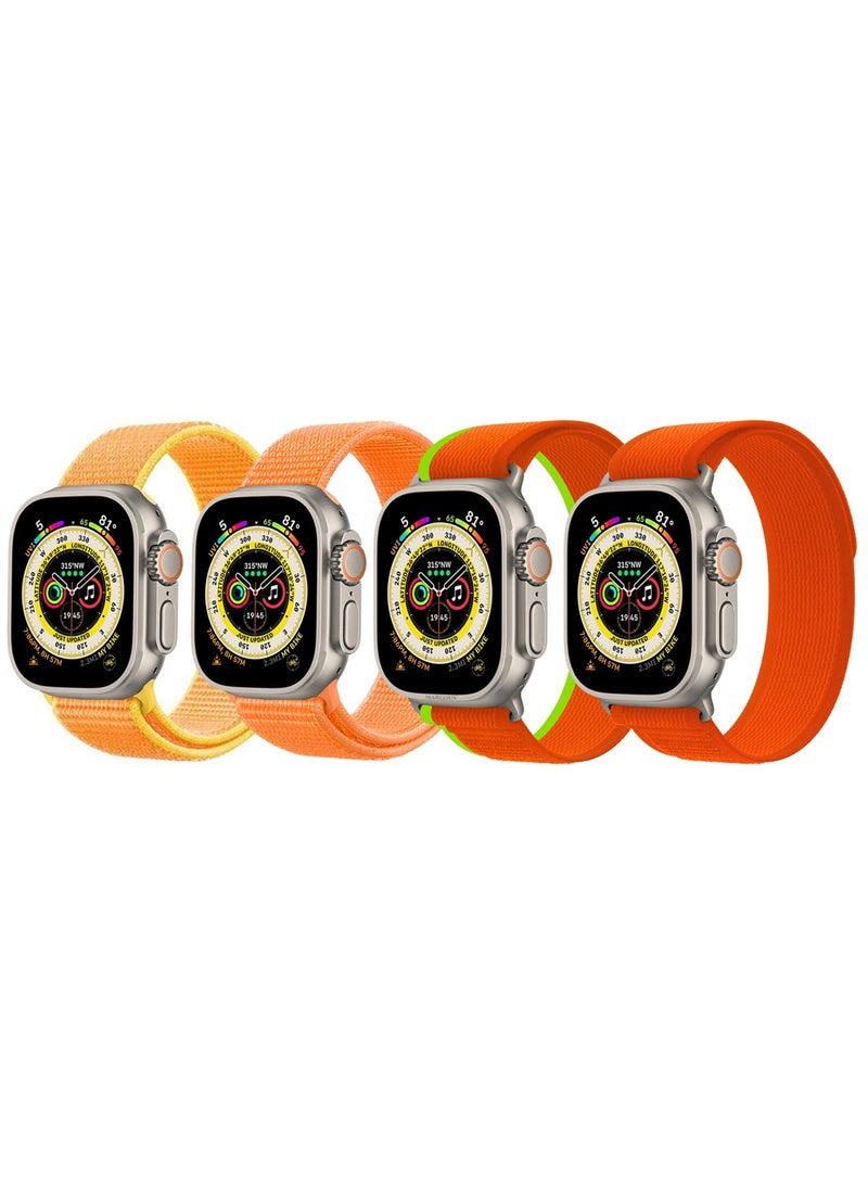 4 Packs 44mm 45mm 49mm Sport Loop Nylon Band for Apple Watch Series 1–10 - SE - Ultra and Ultra 2 - Breathable and Adjustable - Orange - Image 3