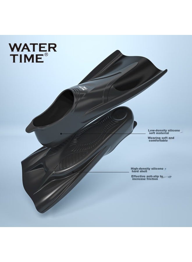 Watertime/shuichuan Swimming Flippers, Training Short Flippers, Snorkeling, Freestyle, Adult And Children's Professional Equipment, Black, Xxxs - Image 4