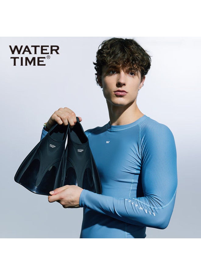 Watertime/shuichuan Swimming Flippers, Training Short Flippers, Snorkeling, Freestyle, Adult And Children's Professional Equipment, Black, Xxxs - Image 2