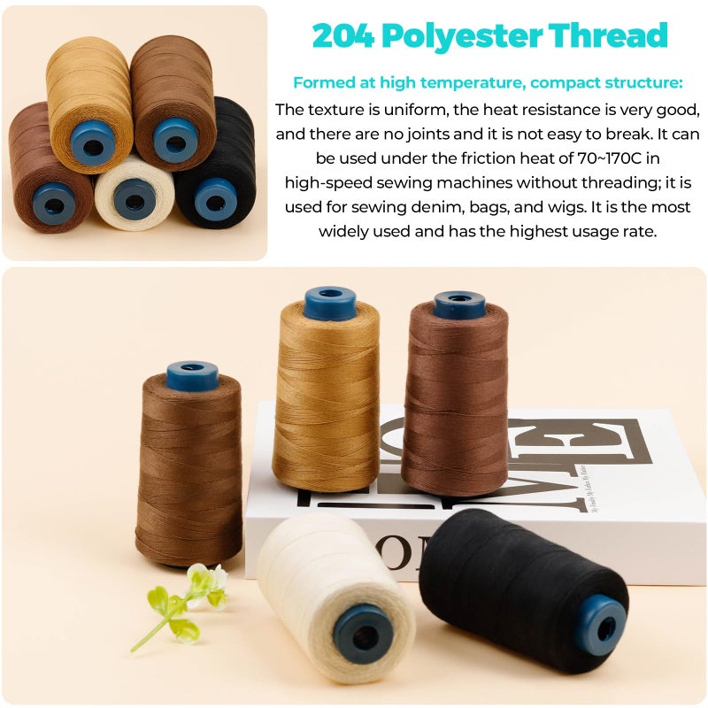 Fiveizero 900 Yards Hair Extension Thread Sewing Threads Hair Weave Threads With 30 Pieces T/C/J/I Needles Using For Hand Sewing Hair Extensions Wig Making Hair Extensions Modelling Crafts Cj - Image 4