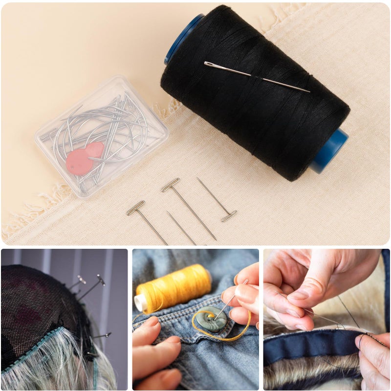 Fiveizero 900 Yards Hair Extension Thread Sewing Threads Hair Weave Threads With 30 Pieces T/C/J/I Needles Using For Hand Sewing Hair Extensions Wig Making Hair Extensions Modelling Crafts Cj - Image 5