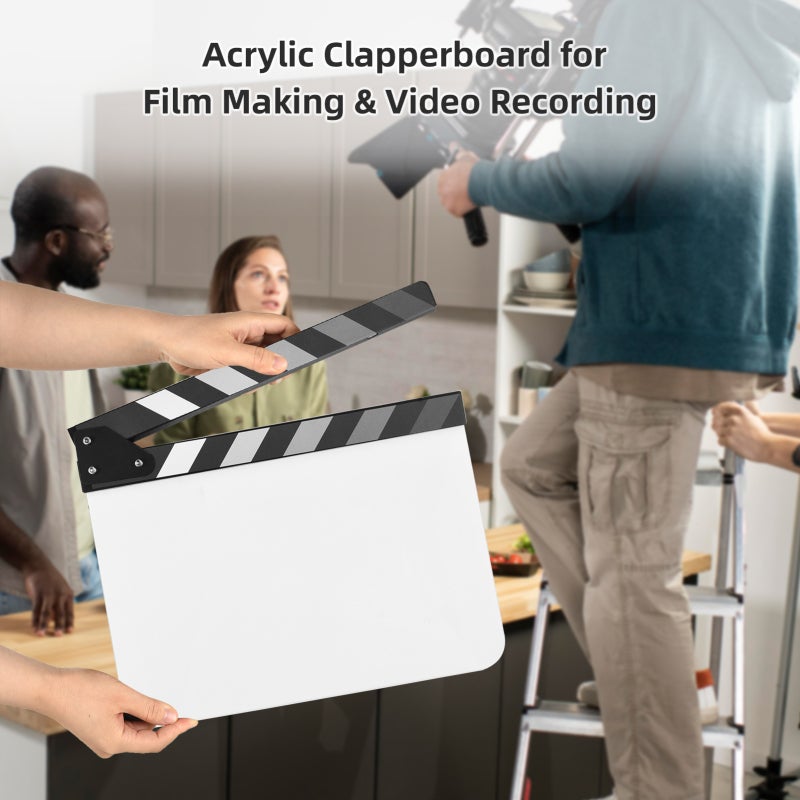 Acrylic Clapperboard Type 5 White Durable Film Slate - Clear Visible Professional Movie Clapper for Film Production - Image 5