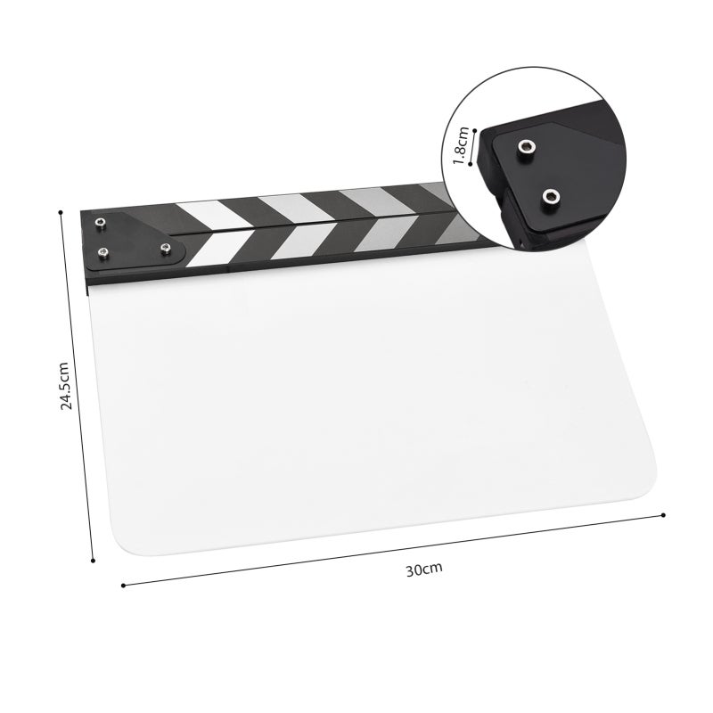 Acrylic Clapperboard Type 5 White Durable Film Slate - Clear Visible Professional Movie Clapper for Film Production - Image 2
