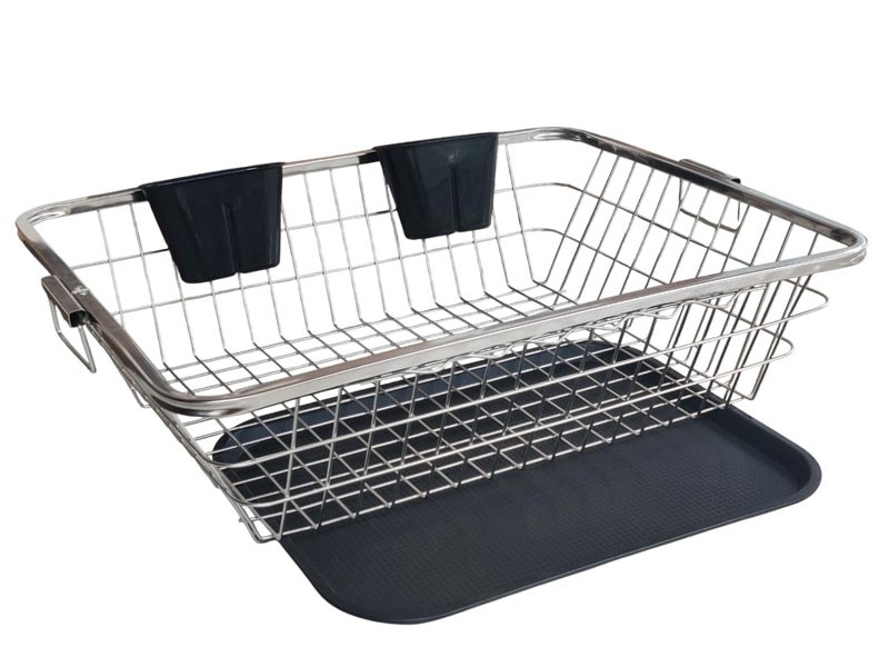 Birdwing Large Stainless Steel Kitchen Sink Dish Drainer Rack (64x47x23 cm) – Heavy-Duty Drying Basket with Drain Tray & Cutlery Holders – Durable Dish Organizer for Plates, Utensils & Kitchen Tools - Image 1