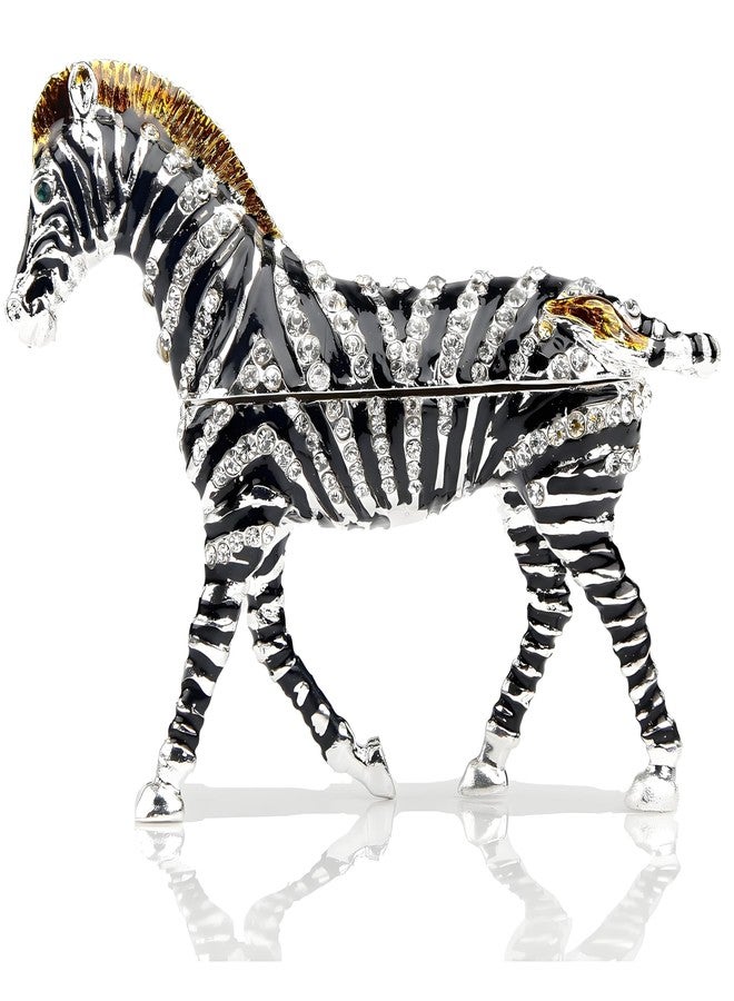 SEVENBEES Zebra Figurine Jewelry Box - Hinged Trinket Box for Home Decor - Image 1