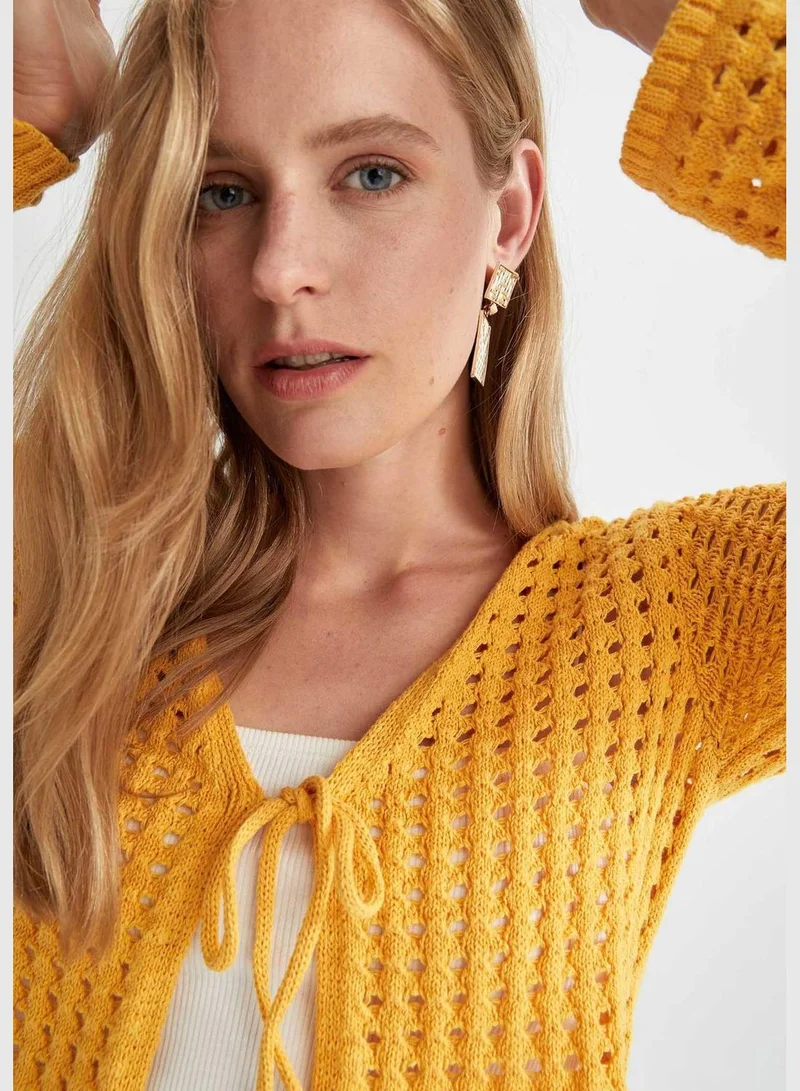 DeFacto Woman Regular Fit V-Neck Long Sleeve Tricot Cardigan