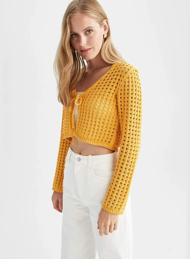 DeFacto Woman Regular Fit V-Neck Long Sleeve Tricot Cardigan