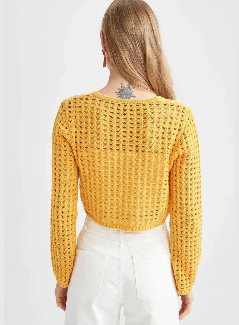 DeFacto Woman Regular Fit V-Neck Long Sleeve Tricot Cardigan