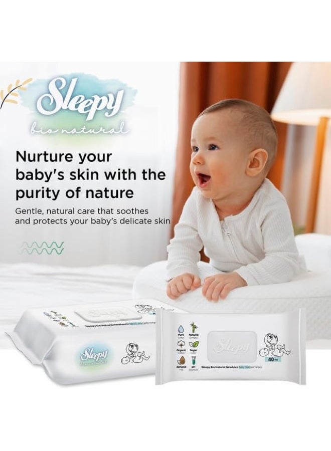 Sleepy Baby Care Wet Wipes, Bio Natural, 40 Sheets - Image 5