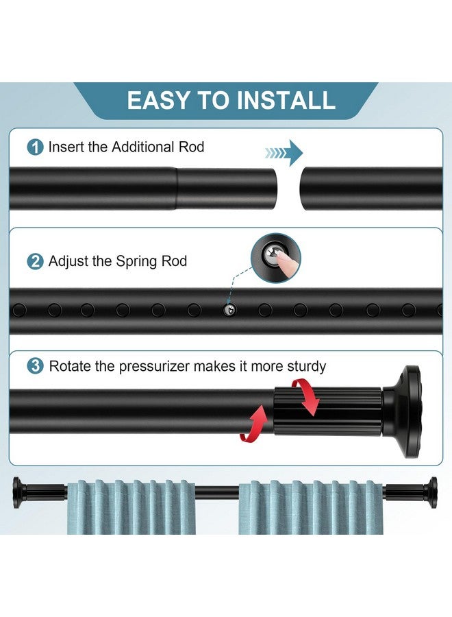 ZOCONE Shower Curtain Rod 51-128 Inch(4.25-10.5Ft), ZOCONE Adjustable Tension Curtain Rod No Drilling, Black Spring Tension Shower Rods for Bathroom Windows Closet Outdoor Non Slip Rust free Easy Install  - Image 4