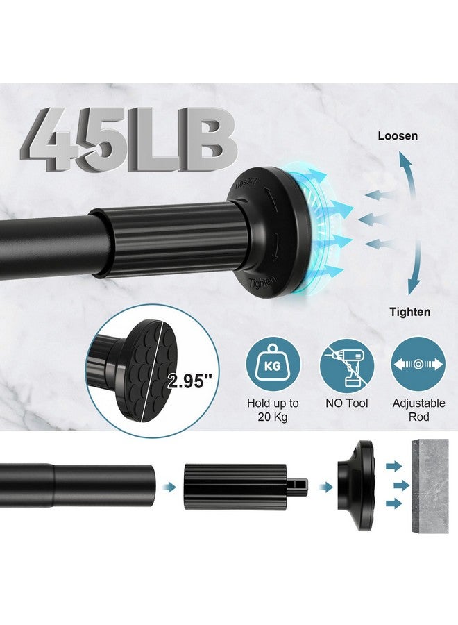 ZOCONE Shower Curtain Rod 51-128 Inch(4.25-10.5Ft), ZOCONE Adjustable Tension Curtain Rod No Drilling, Black Spring Tension Shower Rods for Bathroom Windows Closet Outdoor Non Slip Rust free Easy Install  - Image 5