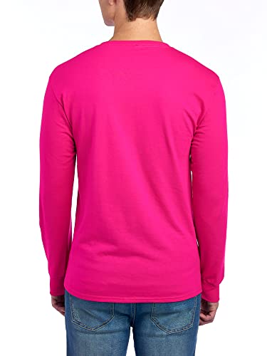 Jerzees Men's Dri-Power Cotton Blend Long Sleeve Tees, Moisture Wicking, Odor Protection, UPF 30+, Sizes S-3X, Cyber Pink, X-Large - Image 2