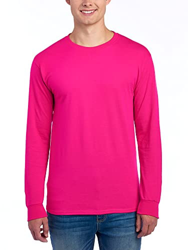 Jerzees Men's Dri-Power Cotton Blend Long Sleeve Tees, Moisture Wicking, Odor Protection, UPF 30+, Sizes S-3X, Cyber Pink, X-Large - Image 5