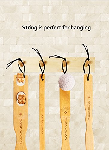 BambooWorx Traditional Bamboo Wooden Back Scratcher - 4 Piece Body Relaxation Massager Set for Men & Women - 17.5" Long Handle, Strong and Sturdy Itching Relief Scratchers - 100% Natural Wood - Image 5