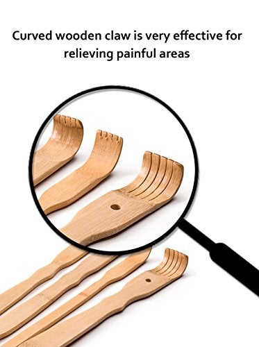 BambooWorx Traditional Bamboo Wooden Back Scratcher - 4 Piece Body Relaxation Massager Set for Men & Women - 17.5" Long Handle, Strong and Sturdy Itching Relief Scratchers - 100% Natural Wood - Image 3