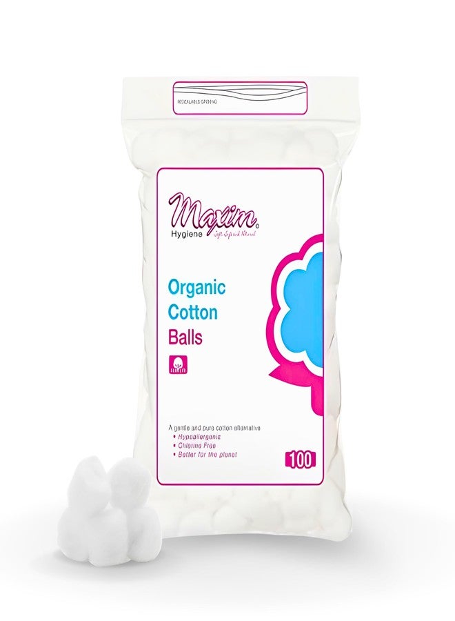 Maxim® 100% Certified Organic Cotton Balls Biodegradable, Hypoallergenic Cotton Balls, Easy Drawstring Closure Packaging, No GMO, Cruelty Free, 300 Count, 3 Packs - Image 1