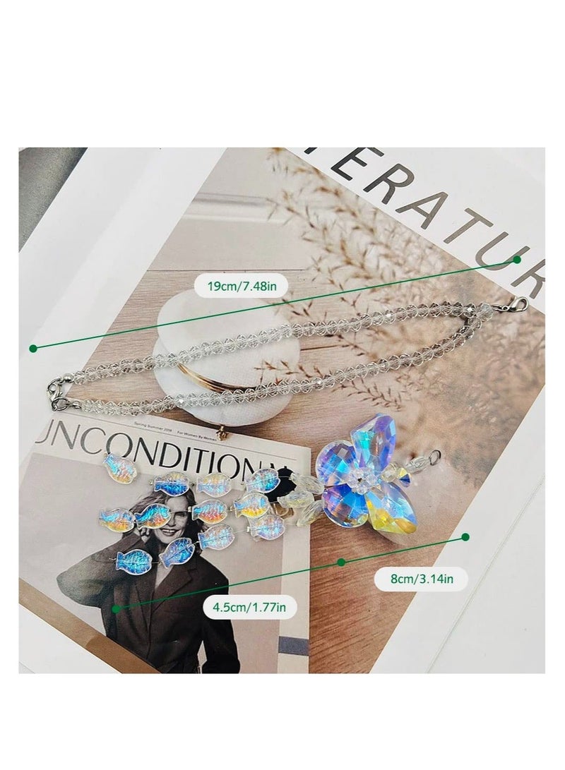 كابتن تيك Crystal Butterfly Car Mirror Hanging Accessories, Car Charms Rear View Mirror Hanging Accessories Bling Colored Hanging Crystals for Decoration, Lucky Interior Hanging Ornament - Image 2