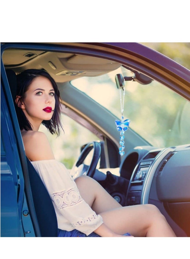 كابتن تيك Crystal Butterfly Car Mirror Hanging Accessories, Car Charms Rear View Mirror Hanging Accessories Bling Colored Hanging Crystals for Decoration, Lucky Interior Hanging Ornament - Image 5