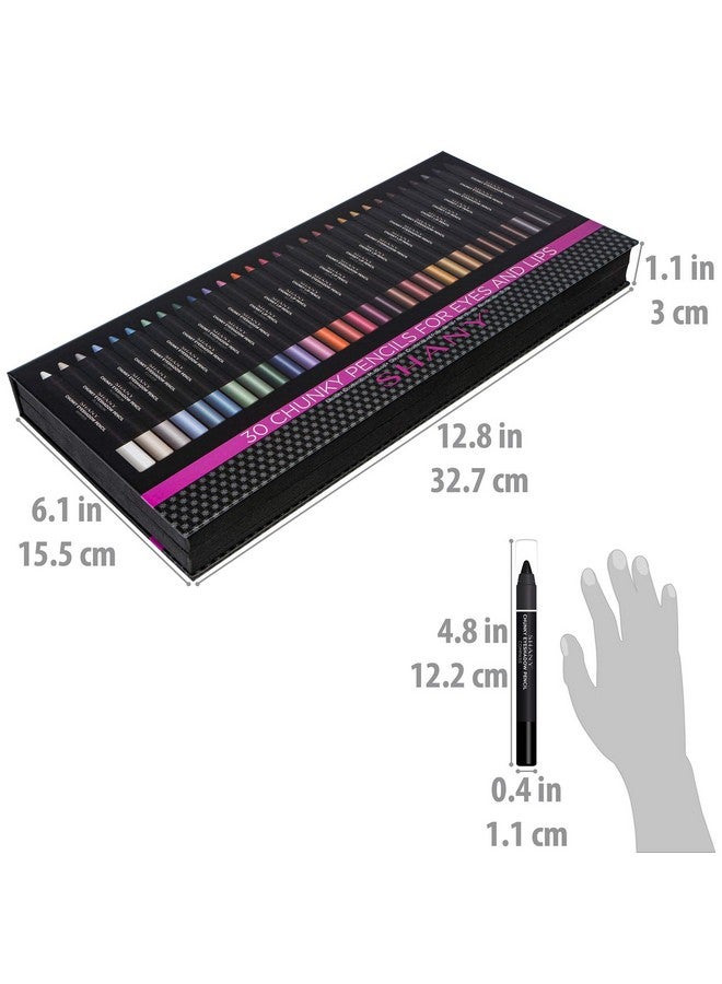 Shany SHANY Chunky Eyeshadow Pencils Lip Liner, Eyeliner, Eye Pencils - Multi-Use Chunky Pencils for Eye Shadow, Lip Makeup, Lipstick with Vitamin E and Aloe Vera - Premium Packaging - Set of 30 Colors - Image 4