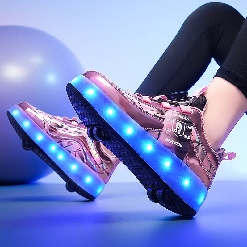 Supply Heelloo Shoes For Boys And Girls Four-Wheel Deformation Skates For Boys And Girls Skates - Image 5