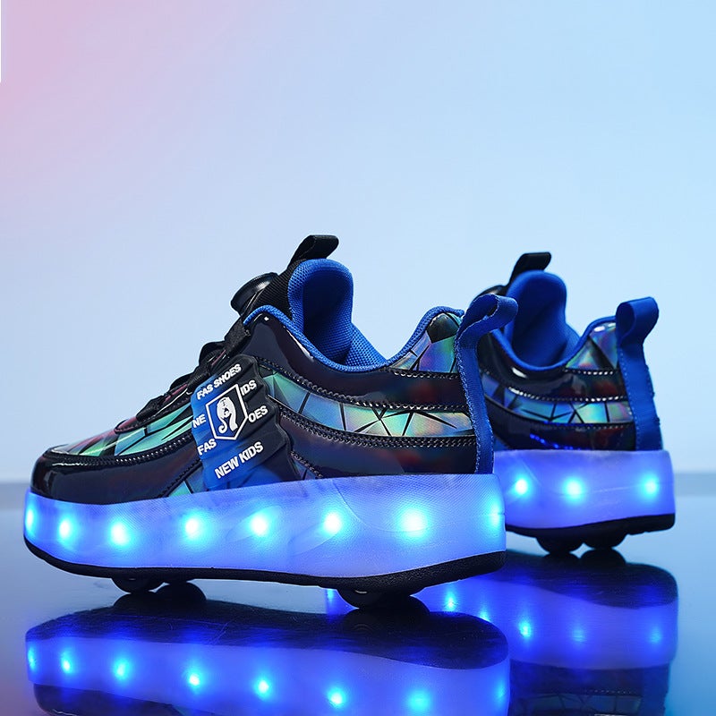 Supply Heelloo Shoes For Boys And Girls Four-Wheel Deformation Skates For Boys And Girls Skates - Image 4