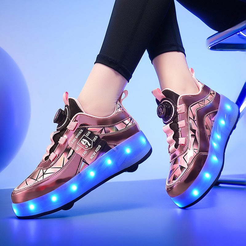 Supply Heelloo Shoes For Boys And Girls Four-Wheel Deformation Skates For Boys And Girls Skates - Image 2