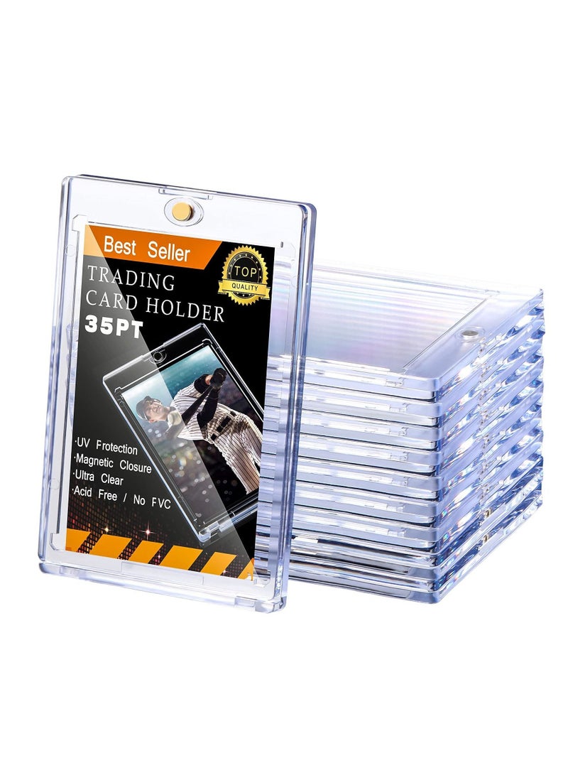 10 Pieces Magnetic Card Holder, 35Pt Holders, Baseball Protector, Acrylic Holder Clear Display Protector for Football Sports Game Storage Display, Standard Cards - Image 1