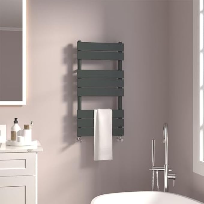 BATHROOM RADIATOR ANTHRACITE 800X450MM FLAT PANEL TOWEL RAIL DESIGNER MODERN CENTRAL HEATING RADS - Image 1