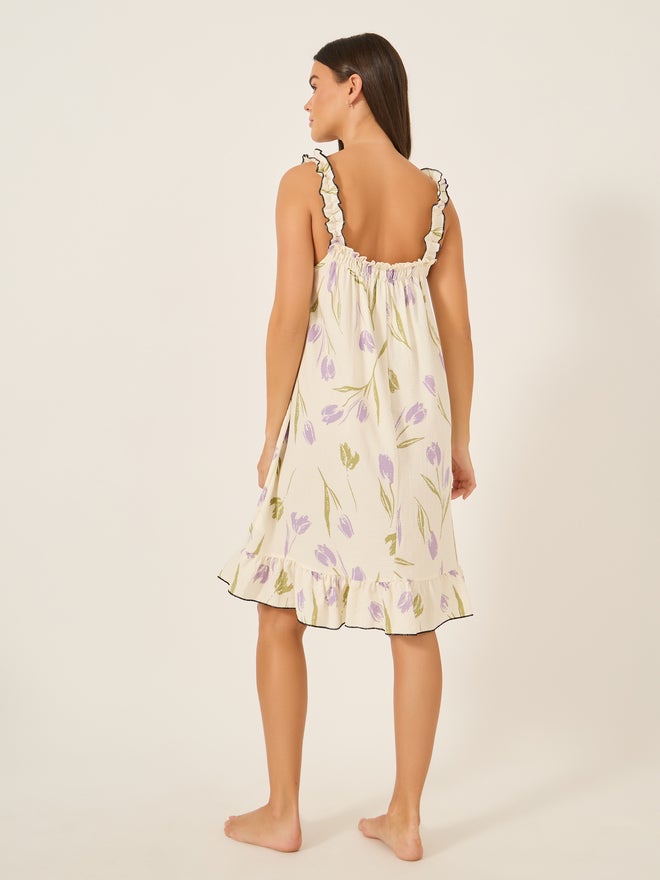 Styli Styli Unwind Floral Print Ruffled Hem Strappy Nightdress  - Image 4