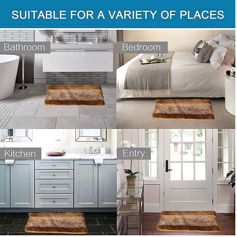 MODERN FAB Super Soft Anti Skid Solid Bathroom Rugs for Home, Bedroom, Living Rooms Entrance Microfiber Door mats Size 40x60 cm 23mm Pile Hight Gold MixYellow Coffee - Image 2