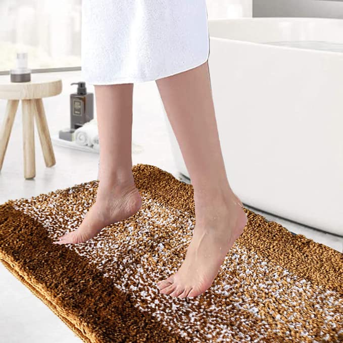 MODERN FAB Super Soft Anti Skid Solid Bathroom Rugs for Home, Bedroom, Living Rooms Entrance Microfiber Door mats Size 40x60 cm 23mm Pile Hight Gold MixYellow Coffee - Image 5