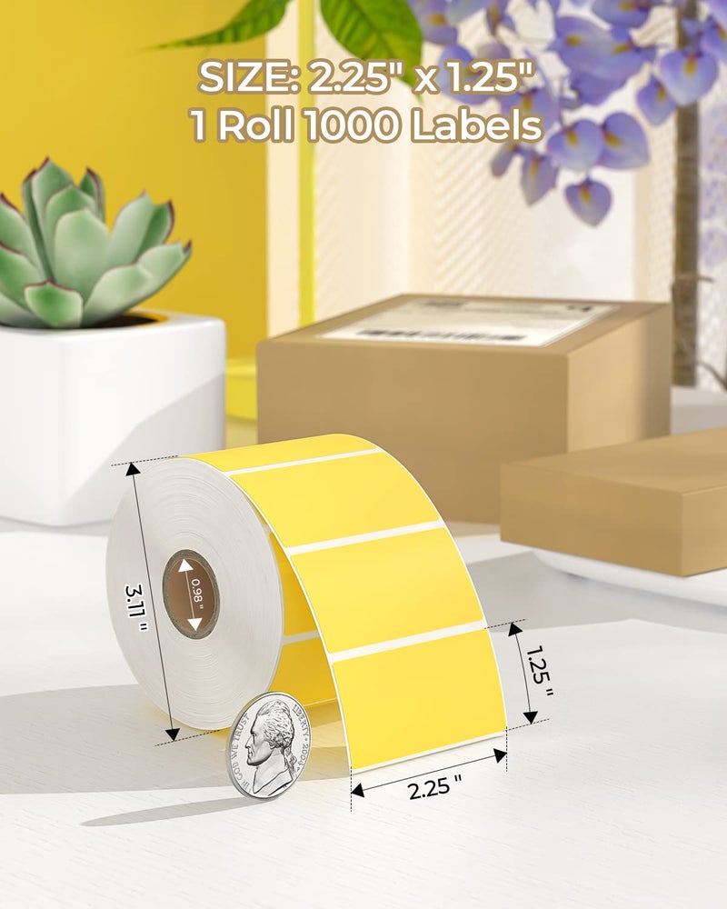 MUNBYN 2.25"x1.25" Thermal Sticker Labels, Yellow Self-Adhesive Barcode Label Paper for Direct Thermal Printer and Business, Multi-Purpose Rectangle Address Shipping Mailing Sticker,1000 Sheets/Roll - Image 2