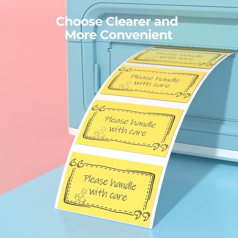 MUNBYN 2.25"x1.25" Thermal Sticker Labels, Yellow Self-Adhesive Barcode Label Paper for Direct Thermal Printer and Business, Multi-Purpose Rectangle Address Shipping Mailing Sticker,1000 Sheets/Roll - Image 3