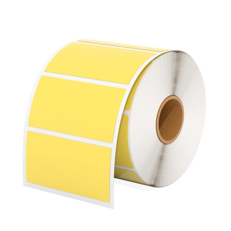 MUNBYN 2.25"x1.25" Thermal Sticker Labels, Yellow Self-Adhesive Barcode Label Paper for Direct Thermal Printer and Business, Multi-Purpose Rectangle Address Shipping Mailing Sticker,1000 Sheets/Roll - Image 1
