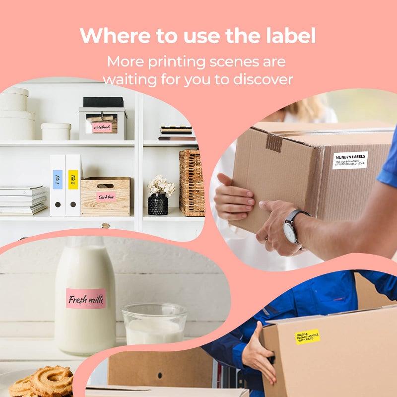 MUNBYN 2.25"x1.25" Thermal Sticker Labels, Yellow Self-Adhesive Barcode Label Paper for Direct Thermal Printer and Business, Multi-Purpose Rectangle Address Shipping Mailing Sticker,1000 Sheets/Roll - Image 5