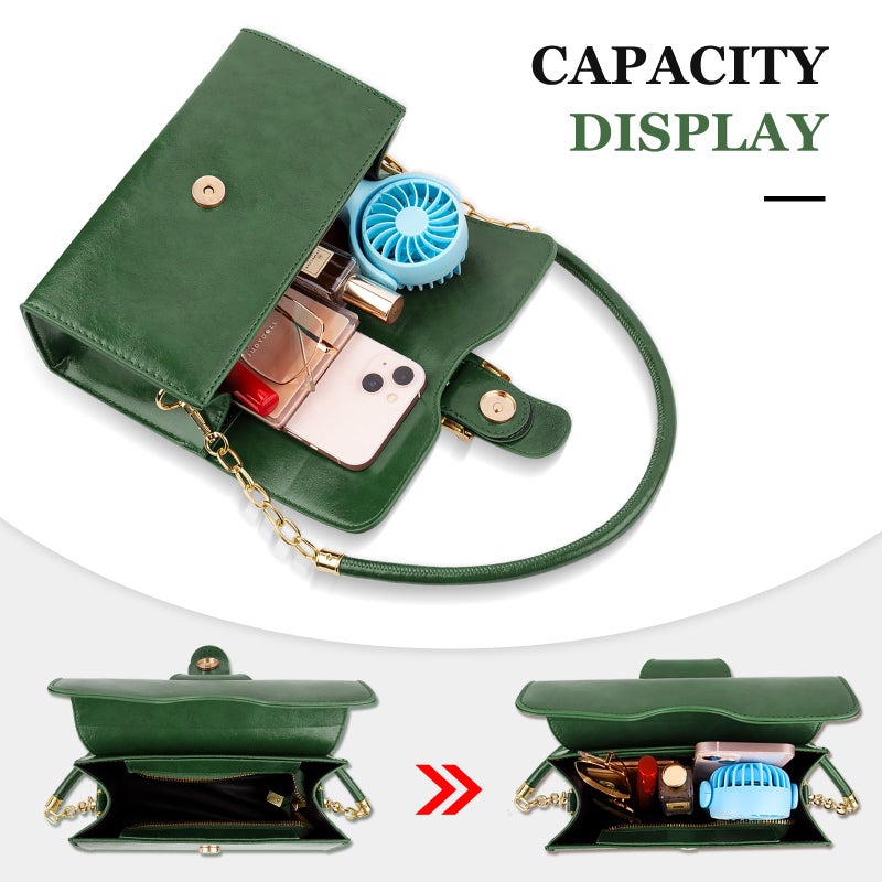 Gosect Shoulder Bag for Women, Faux Leather Women's Shoulder Handbags, Fashionable Tote Purses for Women with Removable Strap and Zipper Closure (Dark Green) - Image 4