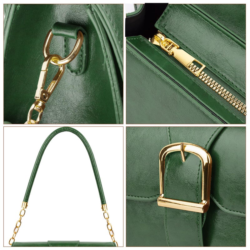 Gosect Shoulder Bag for Women, Faux Leather Women's Shoulder Handbags, Fashionable Tote Purses for Women with Removable Strap and Zipper Closure (Dark Green) - Image 5