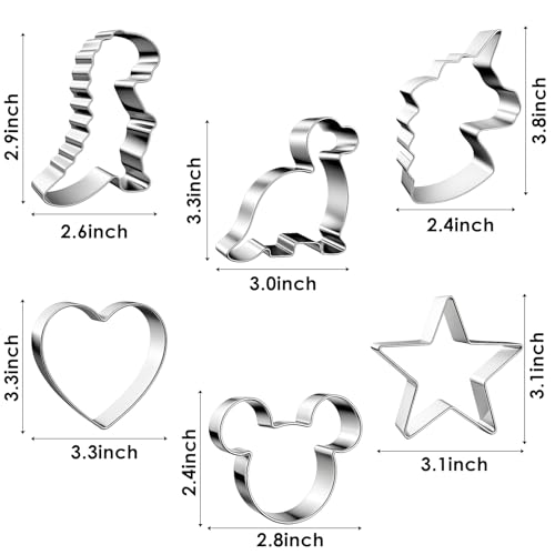 MINO ANT Stainless Steel Cookie Cutters, Mickey Unicorn Dinosaur Heart Star Cookie Cutters, Metal Biscuit Cutter Molds for Baking or Valentine's Day Christmas Holiday Party Decorations - Image 3