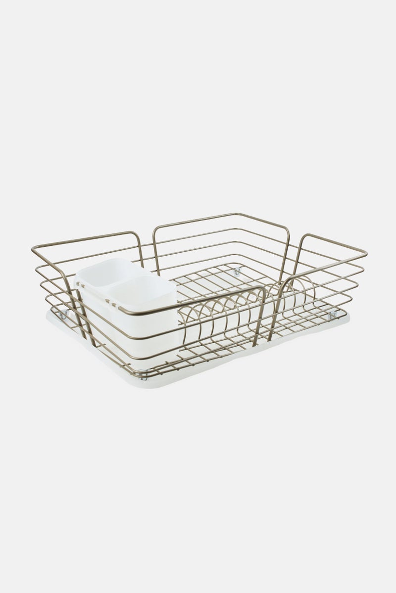 Bombay Dish Rack With Tray And Cutlery Holder, Silver - Image 1